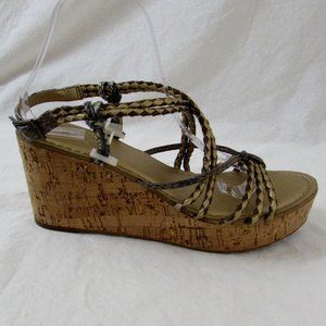 Nicole Across Braided Cork Wedge Sandals 9.5M